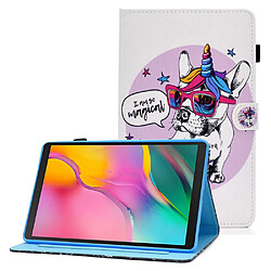 Etui en PU motif de couture, fermoir magnétique avec support et porte-carte pour Samsung Galaxy Tab A 10.1 (2019) T510/T515 - Chien de cheval