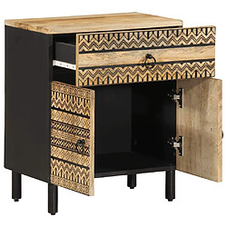 vidaXL Table de chevet noir 50x33x60 cm bois de manguier massif brut