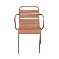 Mes Lot de 4 chaises de jardin en métal terracotta avec accoudoirs - BACA