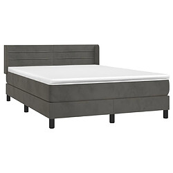 Avis Maison Chic Lit Adulte - Lit simple Lit à sommier tapissier et matelas moelleux - Meuble de Chambre - Gris foncé 140x200cm Velours -MN86705