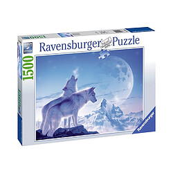 Ravensburger Puzzle Animaux 1500 pièces Loups Hurler à la Lune Le Chant de L'Aube Bleu clair