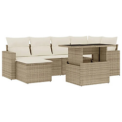 vidaXL Salon de jardin avec coussins 7 pcs beige résine tressée