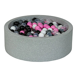 Velinda Piscine à balles Aire de jeu + 450 balles noir, blanc, transparent, rose clair, gris