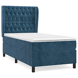 Maison Chic Lit Adulte - Lit simple Lit à sommier tapissier avec matelas moelleux - Meuble de Chambre - Bleu foncé 90x200 cm -MN29264