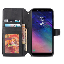 Acheter Wewoo Housse Coque Pour Galaxy A6 2018 AZNS Étui en cuir avec rabat magnétique et texture de mollet support et fentes cartes et cadre photo Noir