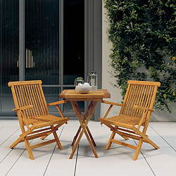 vidaXL Ensemble à manger de jardin 3 pcs Bois de teck massif