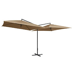 vidaXL Parasol double avec mât en acier 250 x 250 cm Taupe