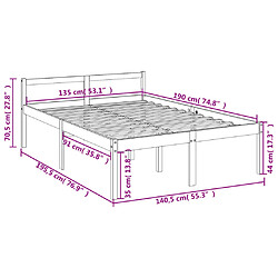 vidaXL Lit pour personne âgée sans matelas marron miel 135x190cm pas cher