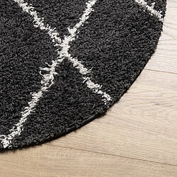 Avis vidaXL Tapis shaggy à poils longs moderne noir et crème Ø 280 cm