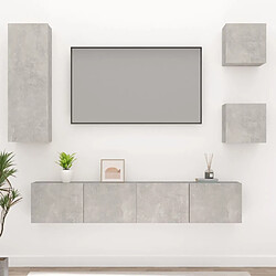 Maison Chic Ensemble de meubles TV 5 pcs | Banc TV Moderne pour salon | Meuble de Rangement - Gris béton Bois d'ingénierie -MN14440