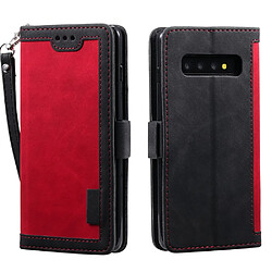 Etui en PU style d'épissage vintage avec support rouge pour votre Samsung Galaxy S10