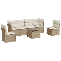 Maison Chic Salon de jardin avec coussins 7 pcs | Ensemble de Table et chaises | Mobilier d'Extérieur beige résine tressée -GKD76304