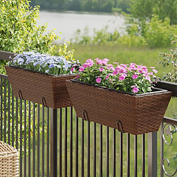 vidaXL Jardinières avec crochets 2 pcs marron résine tressée