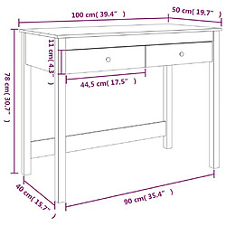 vidaXL Bureau avec tiroirs Noir 100x50x78 cm Bois massif de pin pas cher