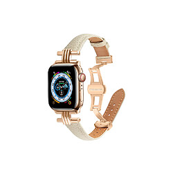 Eko Bracelet pour Apple Watch 38/40/41mm en cuir à boucle déployante Beige