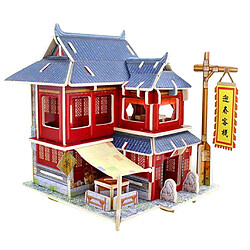 Puzzle 3d en bois miniature 1/24 bricolage maison kit de meubles modèle auberge chinoise