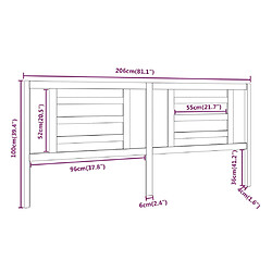 vidaXL Tête de lit 206x4x100 cm Bois massif de pin pas cher