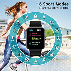 Montre intelligente 1,7" pour téléphones Android, compatible avec iPhone Samsung, tracker d'activité avec moniteur de pression artérielle, fréquence cardiaque et compteur d'oxygène sanguin, montre intelligente IP68 pour femmes et hommes