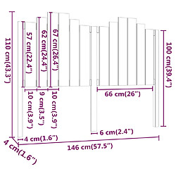 vidaXL Tête de lit Noir 146x4x110 cm Bois massif de pin pas cher