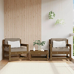 Maison Chic Lot de 2 Chaises de jardin,Fauteuil d'extérieur avec coussins marron miel -MN43091