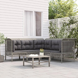 Maison Chic Salon de jardin 5 pcs + coussins - Mobilier/Meubles de jardin - Table et chaises d'extérieur Gris Résine tressée -MN86943