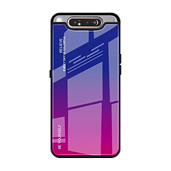 Wewoo Coque Pour Galaxy A80 Gradient Color Glass Case Red Blue