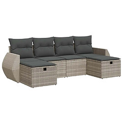 vidaXL Salon de jardin 6 pcs avec coussins gris clair résine tressée