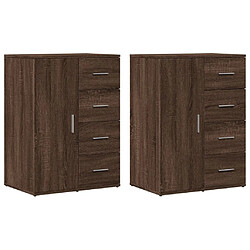 vidaXL Buffets 2 pcs chêne marron 59x39x80 cm bois d'ingénierie