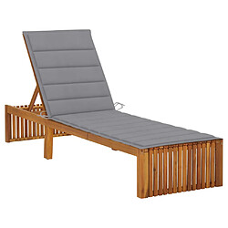 Helloshop26 Transat chaise longue bain de soleil lit de jardin terrasse meuble d'extérieur avec coussin bois d'acacia solide 02_0012341