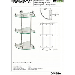 Bemeta - Maison De La Tendance Etagère, tablette de coin à 3 étages en verre OMEGA 27x67,5x27cm