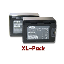 Set de 2 batteries vhbw 1100mAh pour caméscope Samsung HMX-H304, HMX-H300, HMX-H300BN, HMX-H300BP, HMX-H400, HMX-H320, HMX-H320BP remplace IA-BP105R