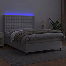 Avis Sommier à lattes et matelas LED,Cadre à lattes de lit pour Adulte Blanc 140x190 cm Similicuir -MN50636