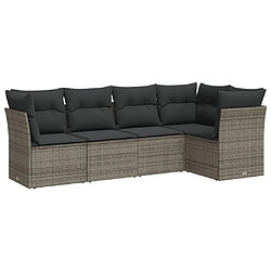 Maison Chic Salon de jardin 5 pcs avec coussins | Ensemble de Table et chaises | Mobilier d'Extérieur gris résine tressée -GKD85297