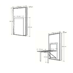 Inside 75 Armoire lit verticale TONIC couchage 90 x 200 cm table pliante intégrée pas cher