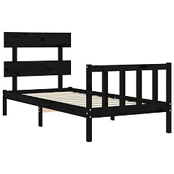 Maison Chic Lit adulte - Cadre Structure de lit avec tête de lit Contemporain noir 90x200 cm bois massif -MN40327 pas cher