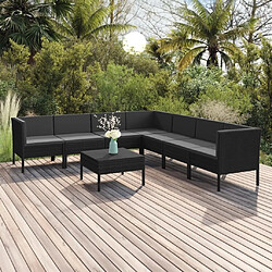 Maison Chic Salon de jardin 8 pcs + coussins - Mobilier/Meubles de jardin - Table et chaises d'extérieur Résine tressée Noir -MN11898