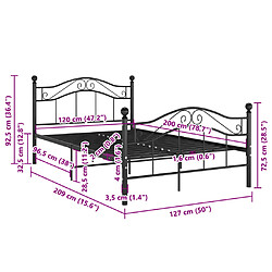 vidaXL Cadre de lit sans matelas noir métal 120x200 cm pas cher