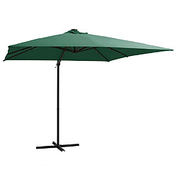 Helloshop26 Parasol déporté avec led et mât en acier 250 x 250 cm vert 02_0008450