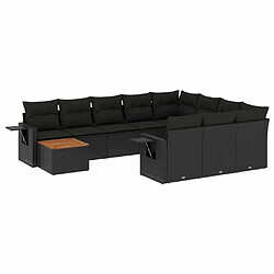 Maison Chic Salon de jardin 11 pcs avec coussins, Ensemble Tables et chaises d'extérieur noir résine tressée -GKD853523