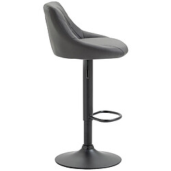 Acheter Decoshop26 Tabouret de bar en synthétique gris pivotant avec repose-pieds métal noir coutures décoratives TDB10583