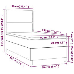 vidaXL Sommier à lattes de lit avec matelas Gris 90x190 cm Similicuir pas cher