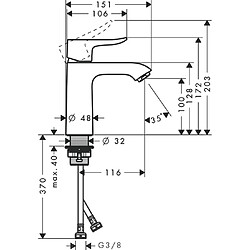 Hansgrohe - Mitigeur lavabo Metris 110 LowFlow sans vidage finition chromé