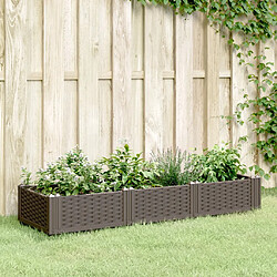 vidaXL Jardinière avec piquets marron 125x40x28,5 cm PP