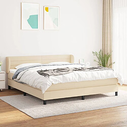 Maison Chic Lit adulte- Lit + matelas,Sommier à lattes de lit avec matelas Crème 180x200 cm Tissu -GKD51277