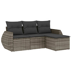 vidaXL Salon de jardin 4 pcs avec coussins gris résine tressée