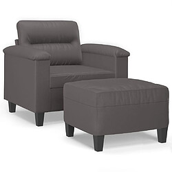 vidaXL Fauteuil avec repose-pied Gris 60 cm Similicuir