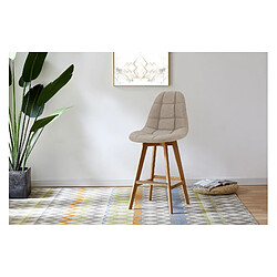 Moloo OWEN - Chaise de bar scandinave tissu Lin pied hêtre (x2)