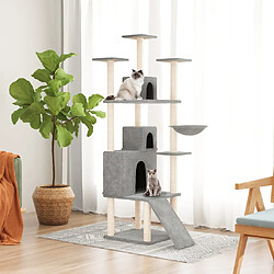 vidaXL Arbre à chat avec griffoirs en sisal Gris clair 175 cm