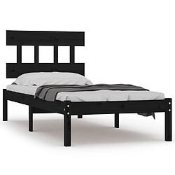 vidaXL Cadre de lit sans matelas noir 75x190 cm bois massif