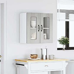 Avis vidaXL Armoire murale de cuisine et porte en verre Kalmar sonoma gris